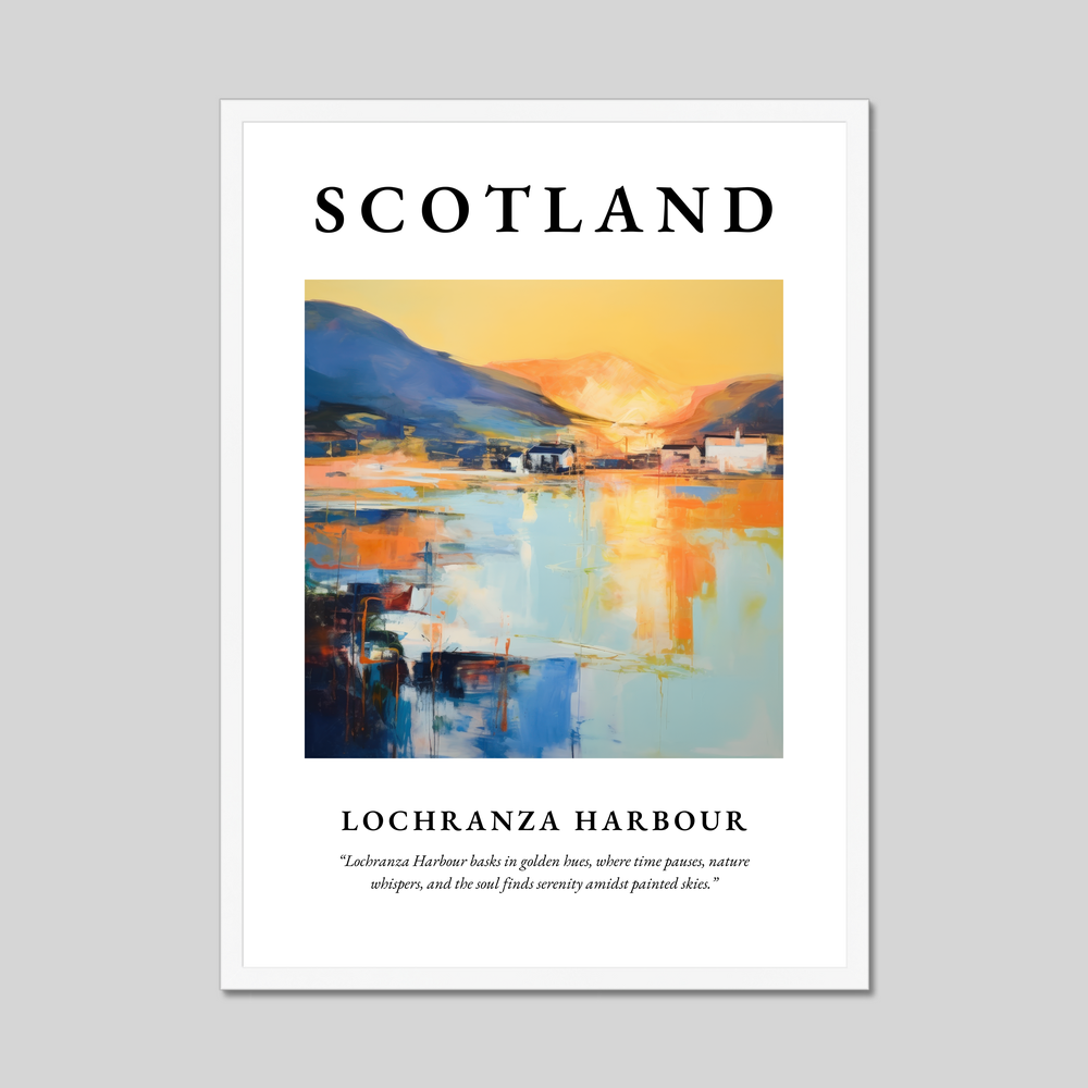 Poster in a white frame with the word Scotland