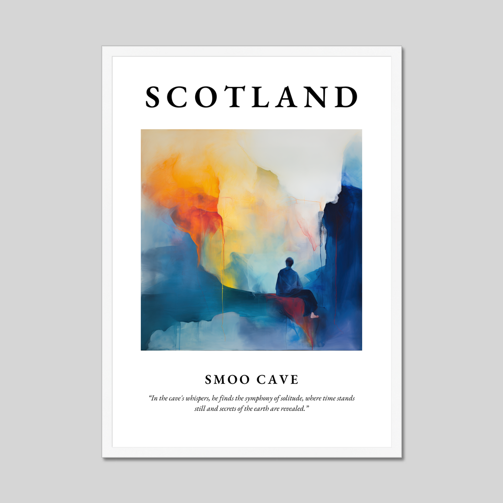 Poster in a white frame with the word Scotland