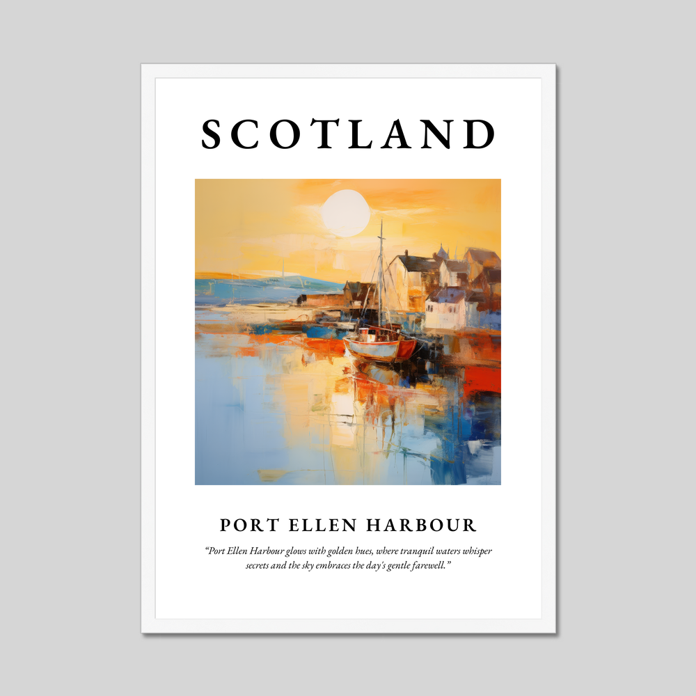 Poster in a white frame with the word Scotland