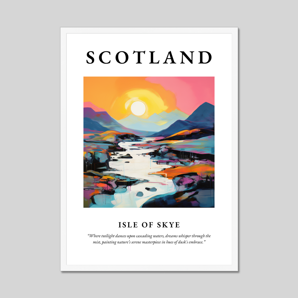 Poster in a white frame with the word Scotland