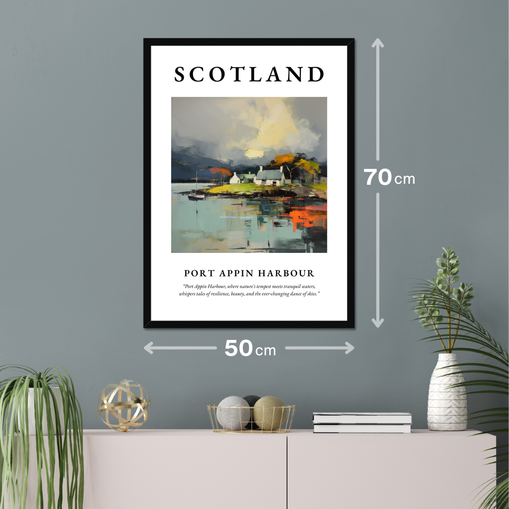 Poster of Port Appin Harbour hanging on a wall