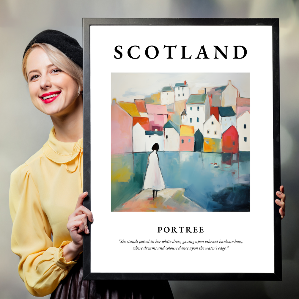 Person holding a poster of Portree