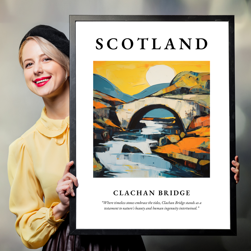 Person holding a poster of Clachan Bridge