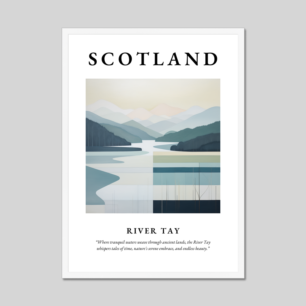 Poster in a white frame with the word Scotland