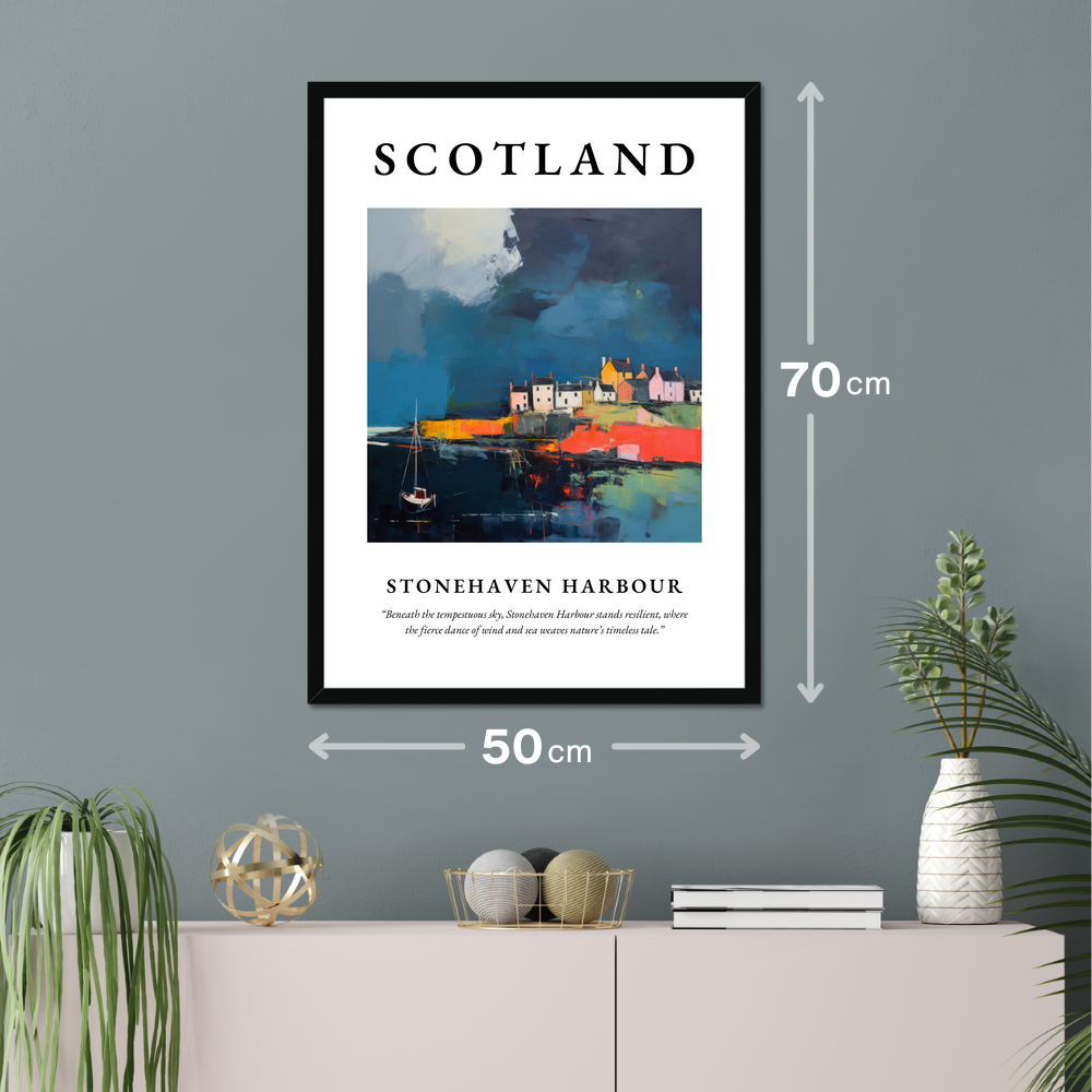 Poster of Stonehaven Harbour hanging on a wall