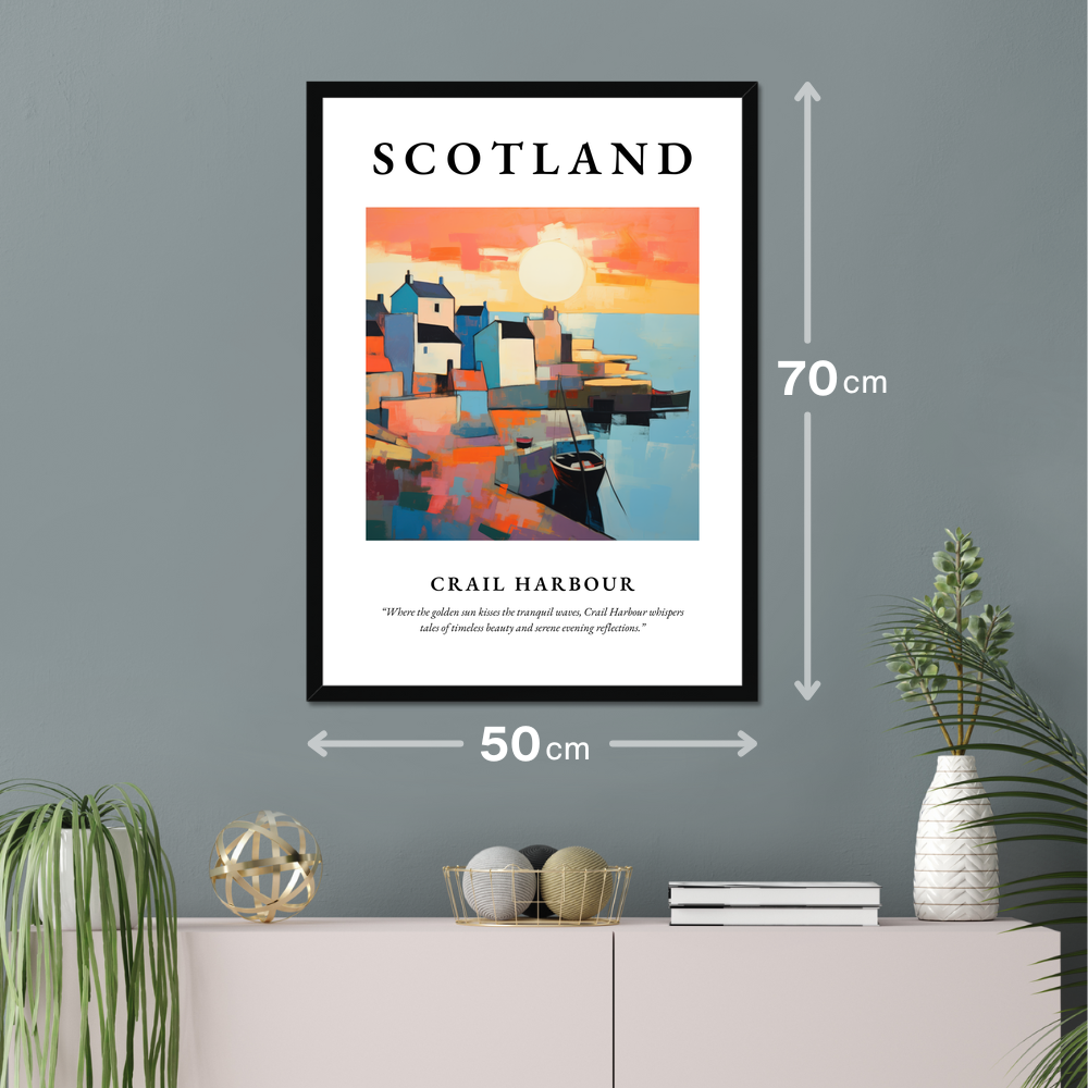 Poster of Crail Harbour hanging on a wall