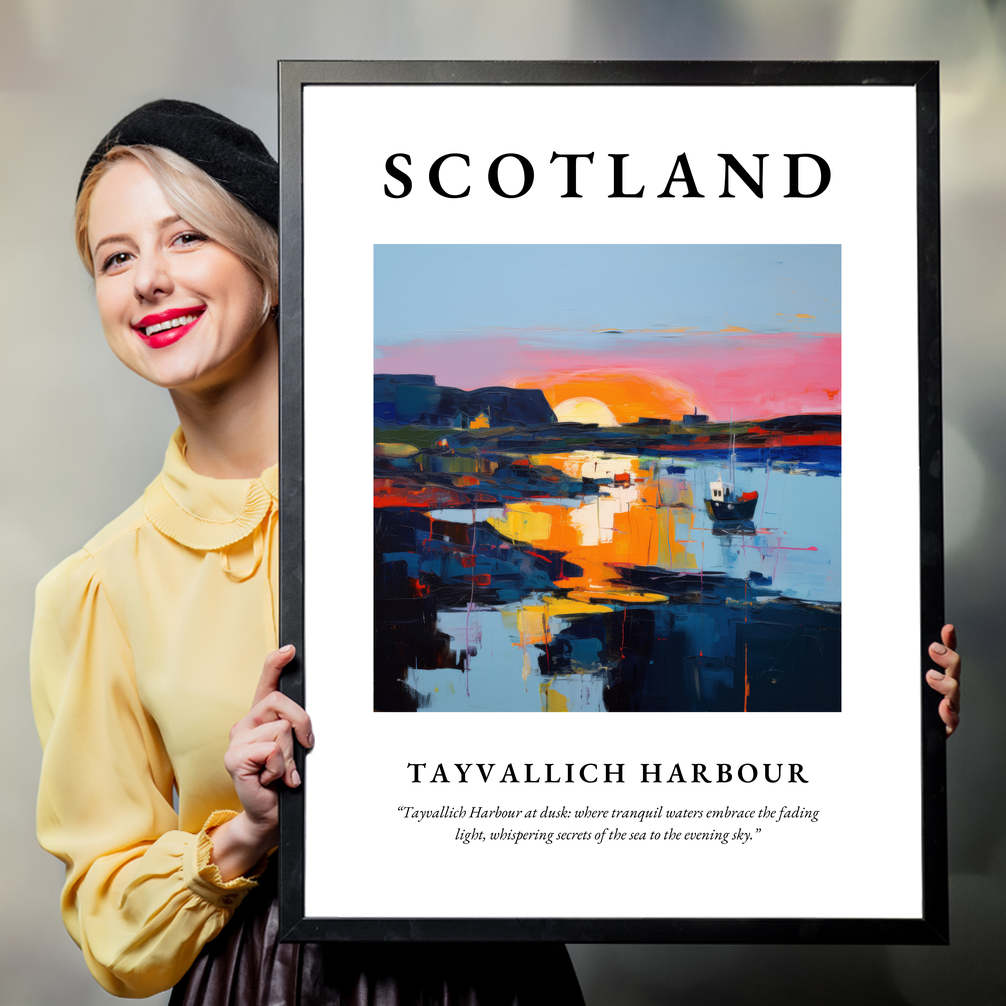 Person holding a poster of Tayvallich Harbour