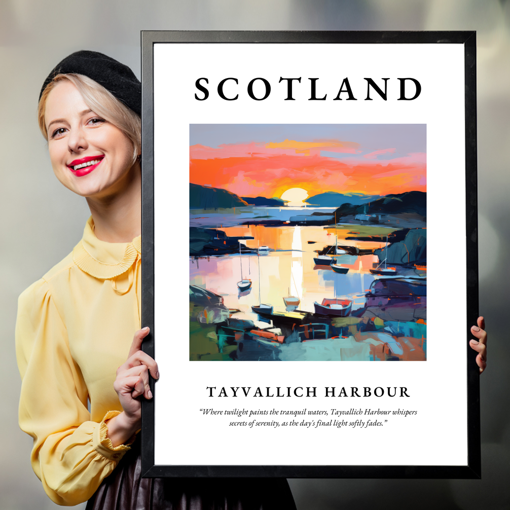 Person holding a poster of Tayvallich Harbour