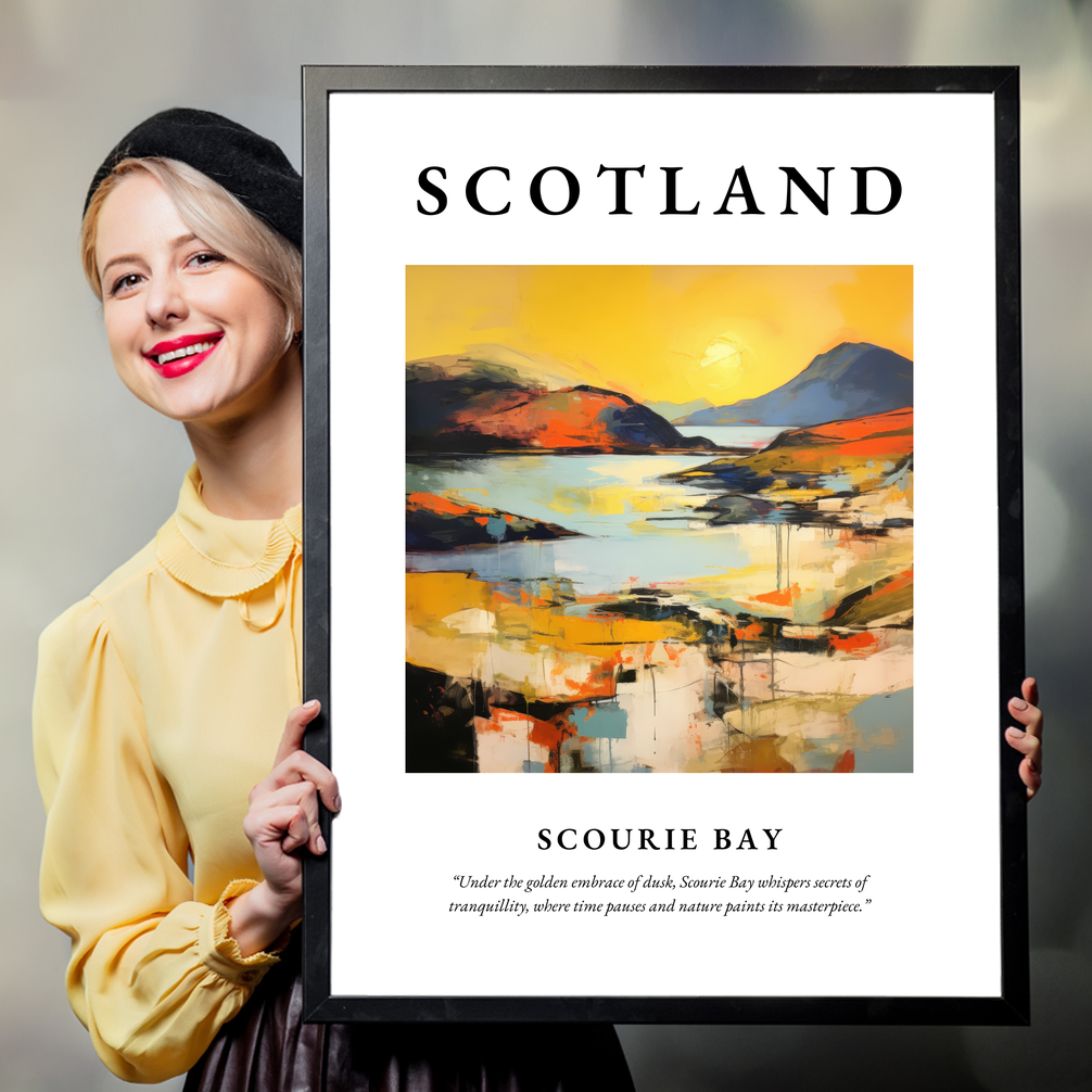 Person holding a poster of Scourie Bay