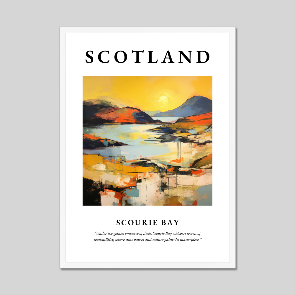 Poster in a white frame with the word Scotland