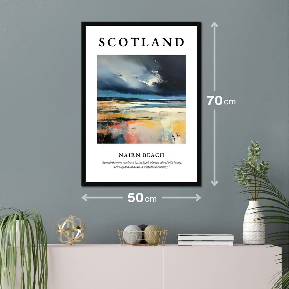 Poster of Nairn Beach hanging on a wall