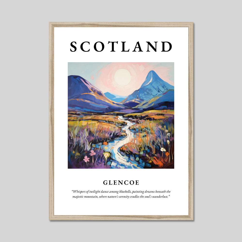 Poster in a natural frame with the word Scotland