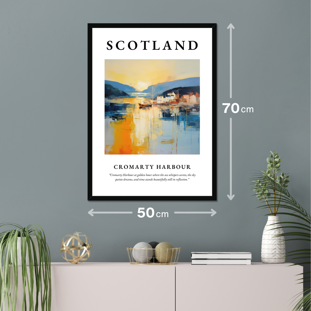 Poster of Cromarty Harbour hanging on a wall