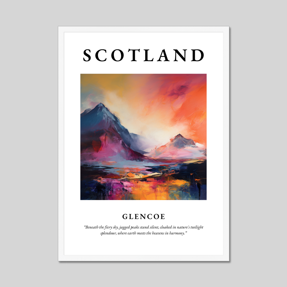 Poster in a white frame with the word Scotland