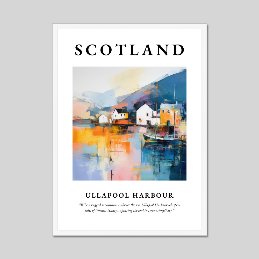 Poster in a white frame with the word Scotland