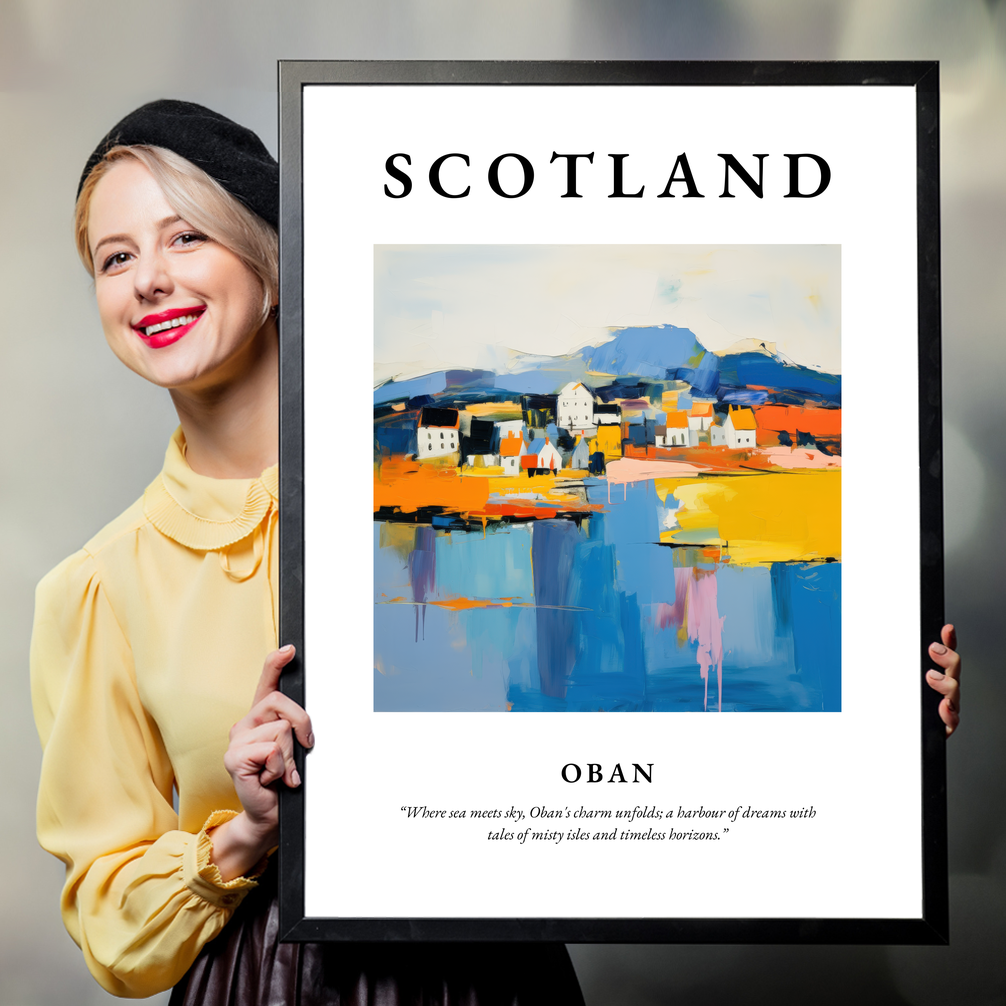 Person holding a poster of Oban