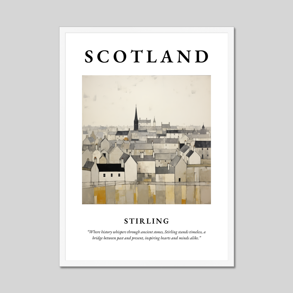 Poster in a white frame with the word Scotland