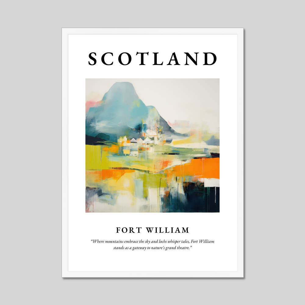 Poster in a white frame with the word Scotland