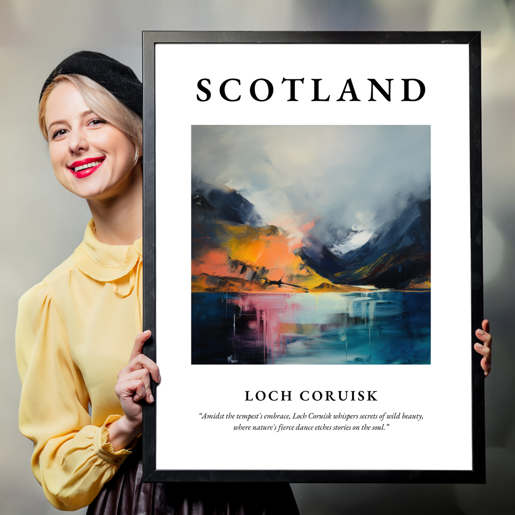 Person holding a poster of Loch Coruisk