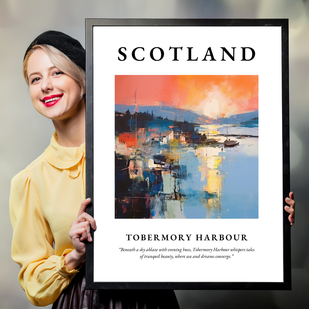 Person holding a poster of Tobermory Harbour