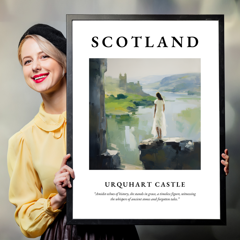 Person holding a poster of Urquhart Castle