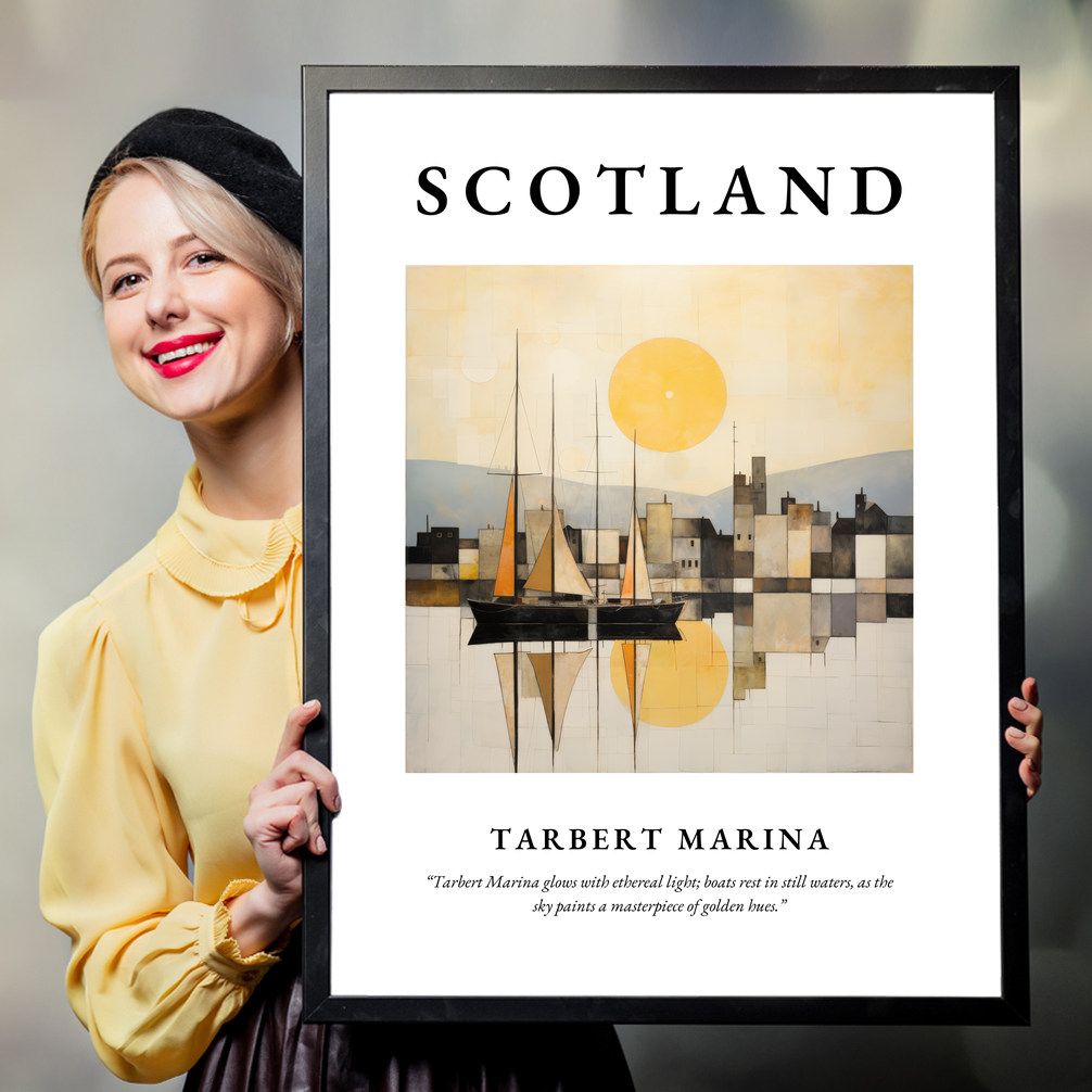 Person holding a poster of Tarbert Marina