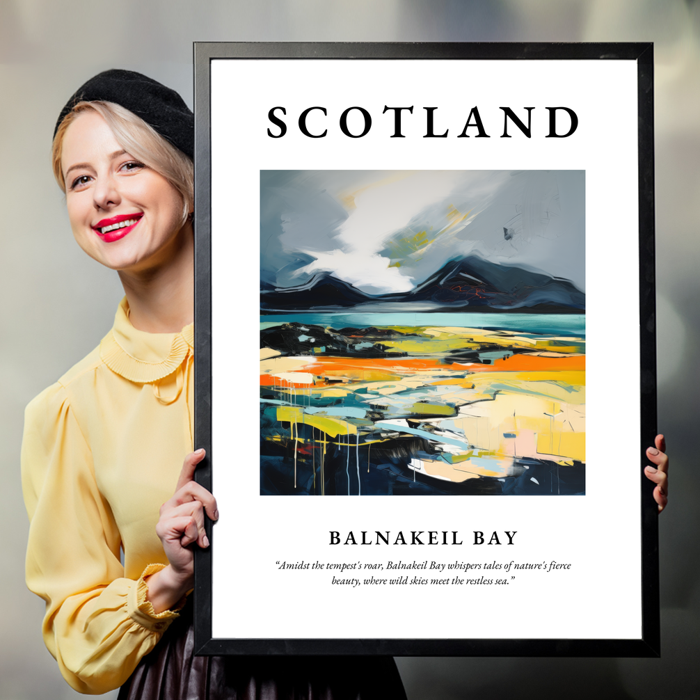 Person holding a poster of Balnakeil Bay