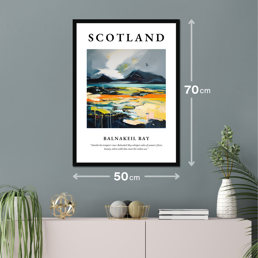 Poster of Balnakeil Bay hanging on a wall