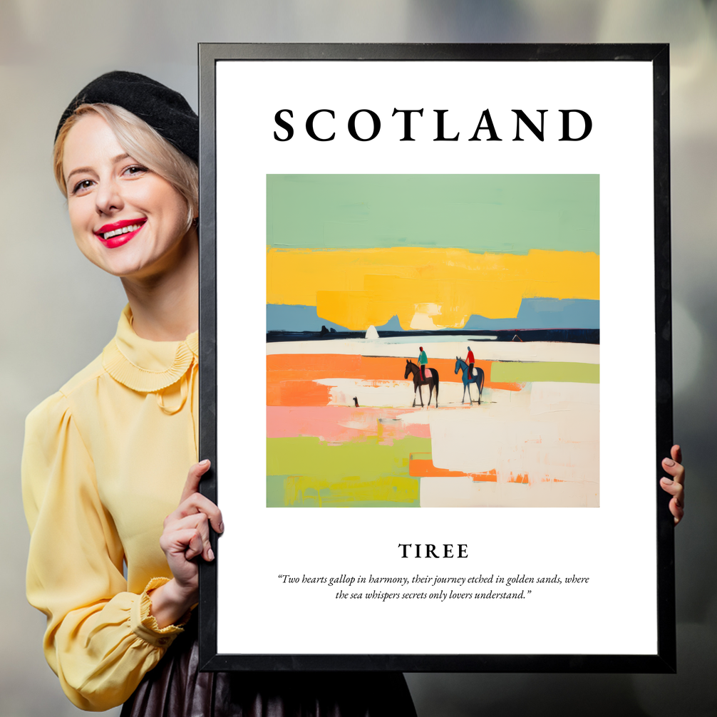 Person holding a poster of Tiree