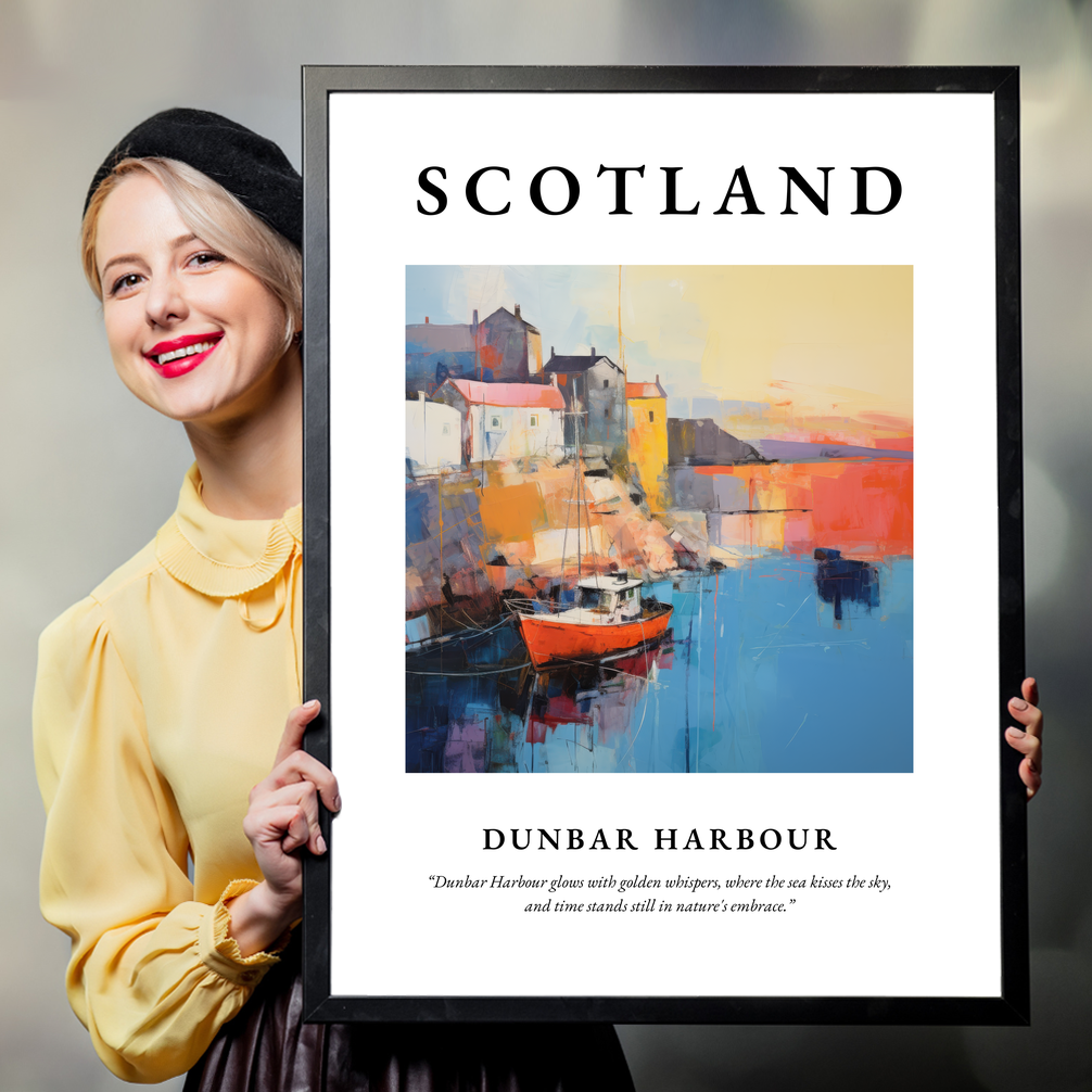 Person holding a poster of Dunbar Harbour