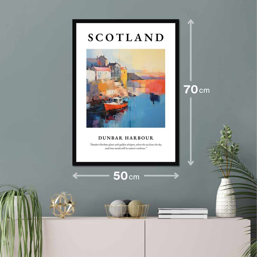 Poster of Dunbar Harbour hanging on a wall