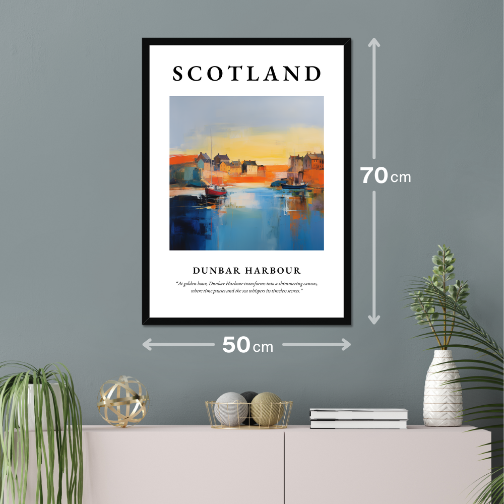 Poster of Dunbar Harbour hanging on a wall