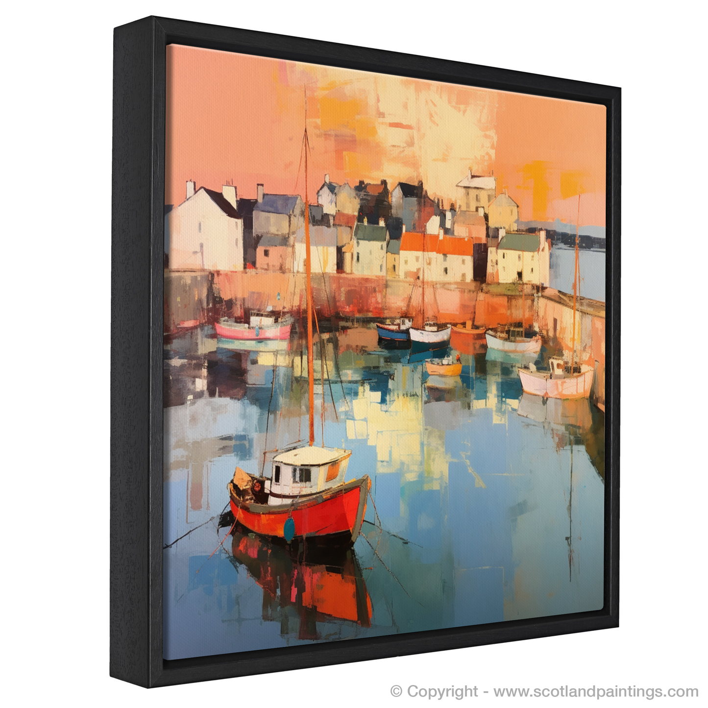 Golden Hour at Dunbar Harbour: An Abstract Celebration of Scottish Coastal Charm