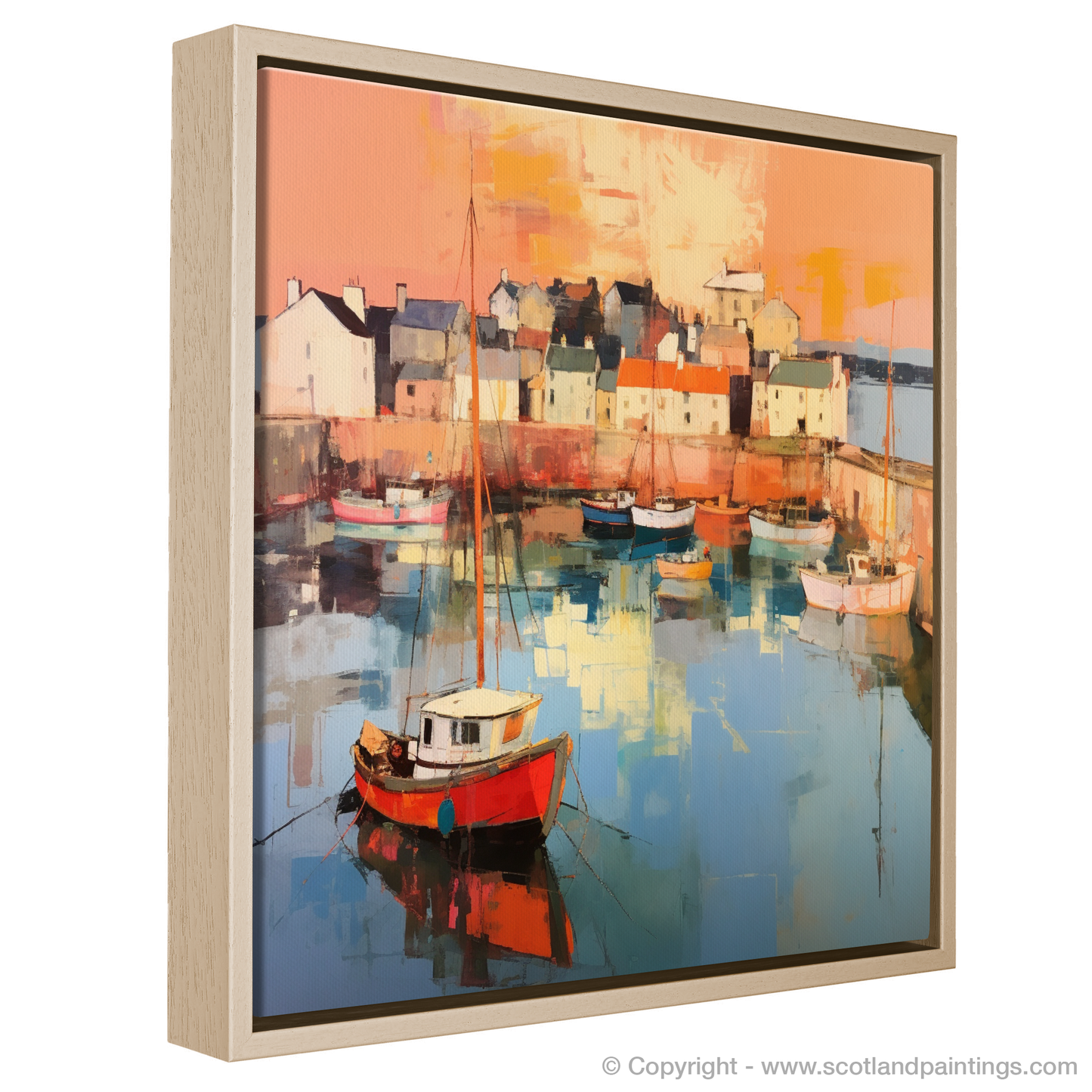 Golden Hour at Dunbar Harbour: An Abstract Celebration of Scottish Coastal Charm