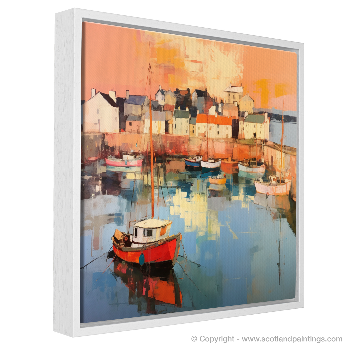 Golden Hour at Dunbar Harbour: An Abstract Celebration of Scottish Coastal Charm