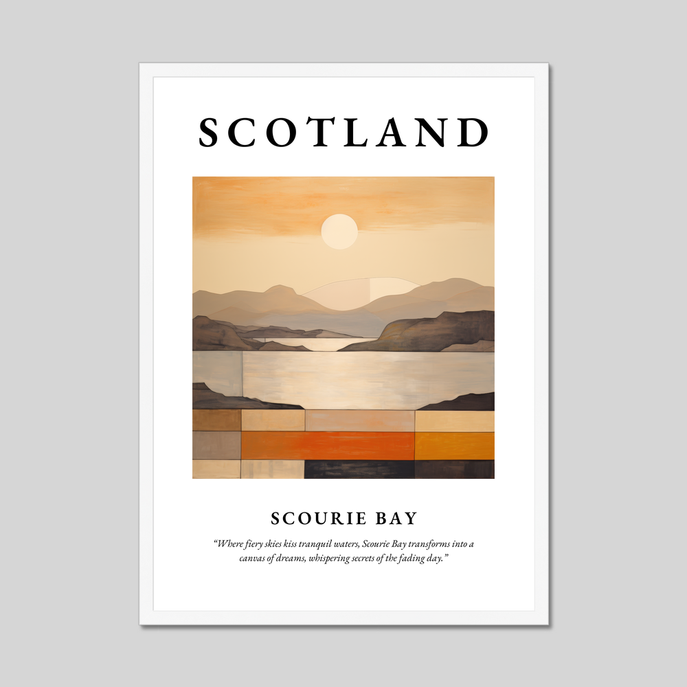 Poster in a white frame with the word Scotland