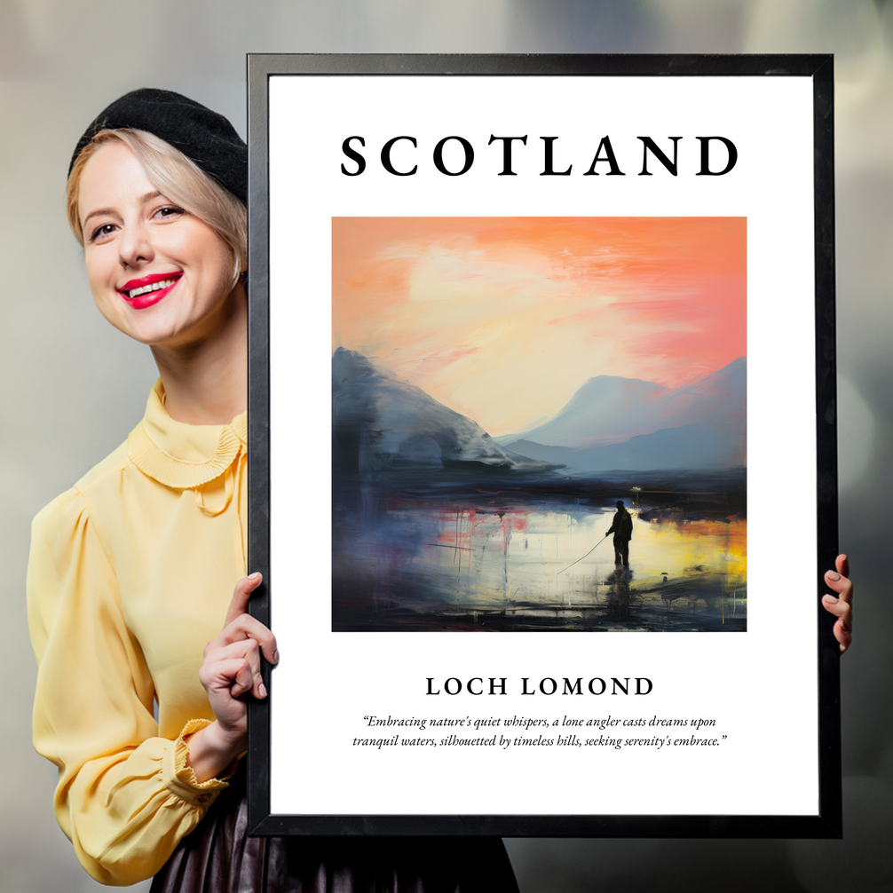 Person holding a poster of Loch Lomond