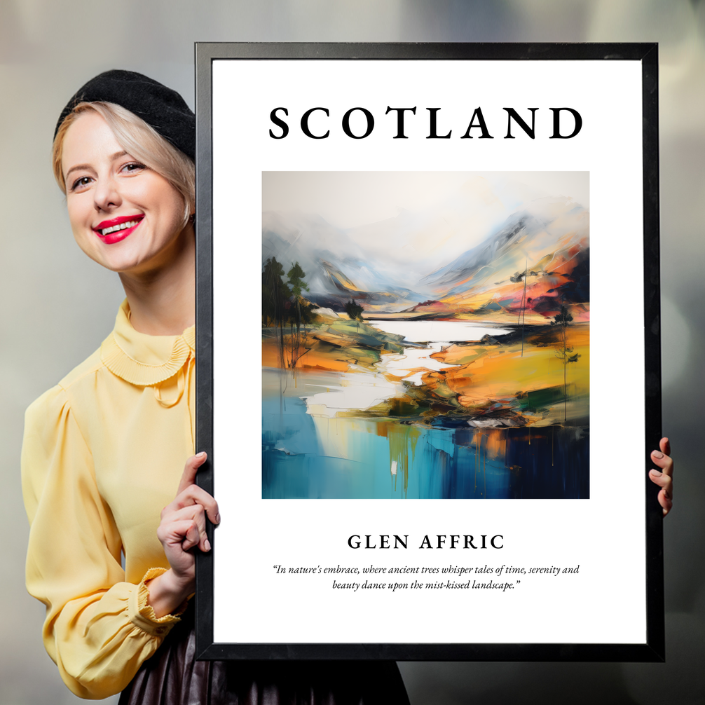 Person holding a poster of Glen Affric