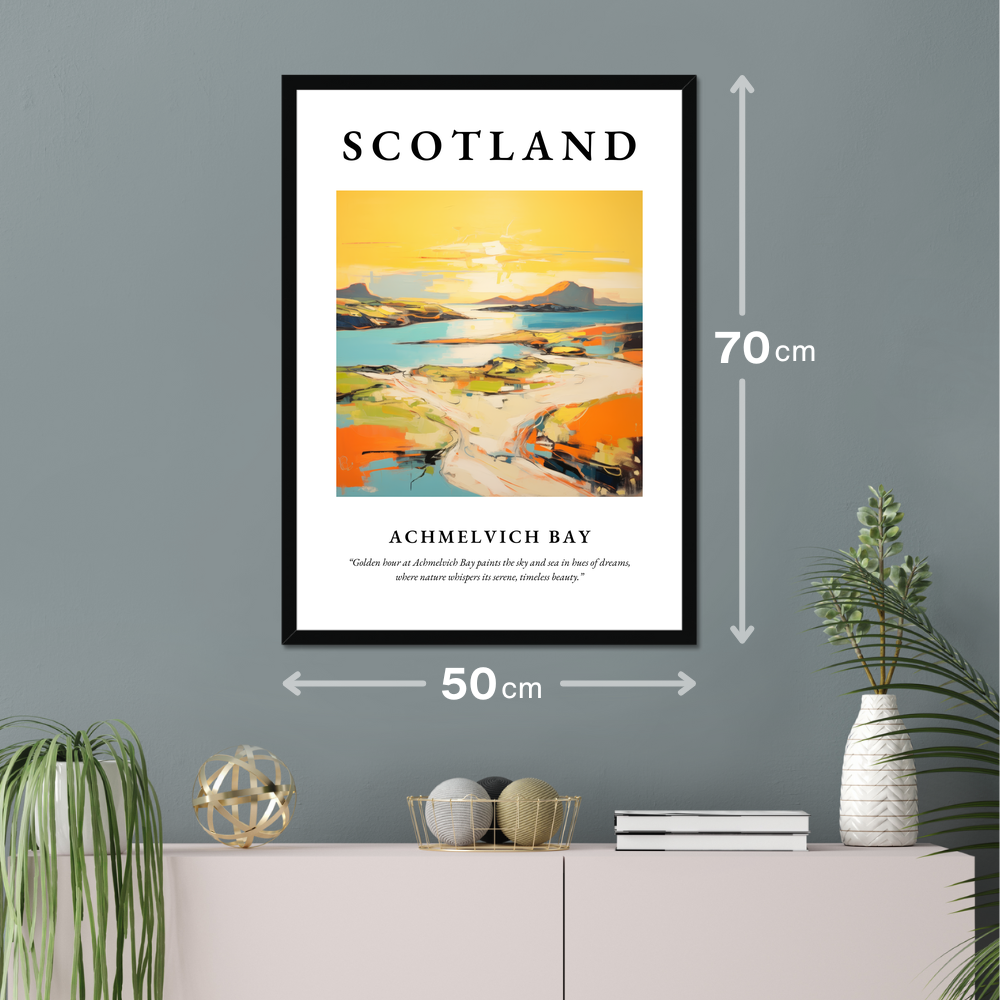 Poster of Achmelvich Bay hanging on a wall