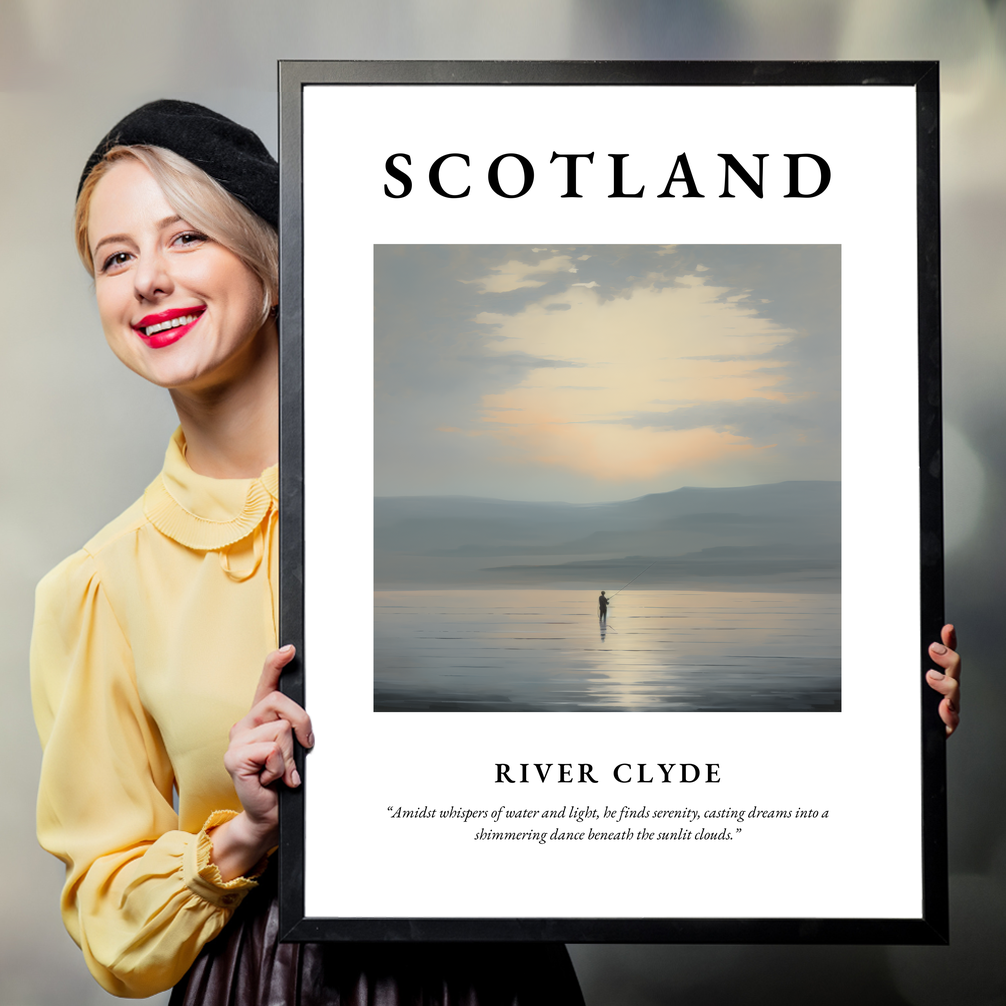 Person holding a poster of River Clyde