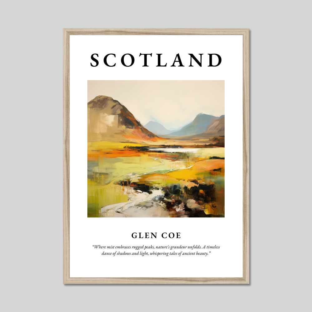 Poster in a natural frame with the word Scotland