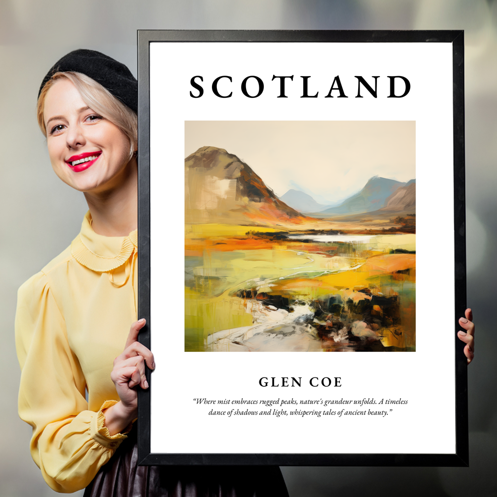 Person holding a poster of Glen Coe