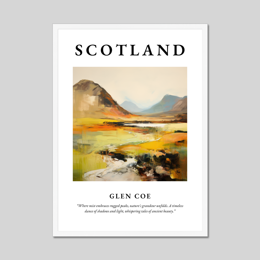 Poster in a white frame with the word Scotland