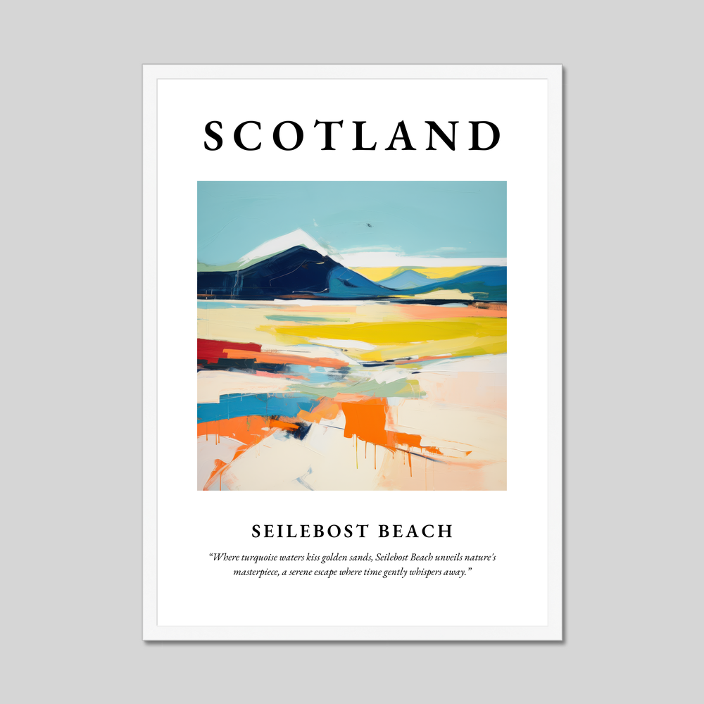 Poster in a white frame with the word Scotland