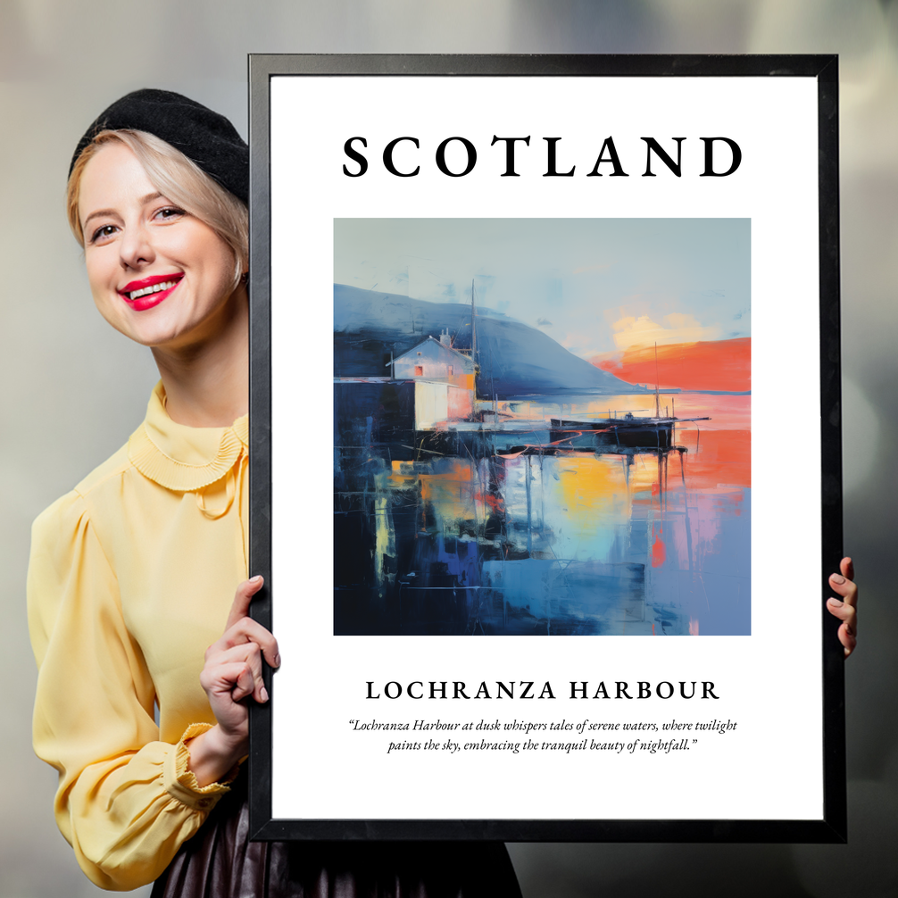 Person holding a poster of Lochranza Harbour