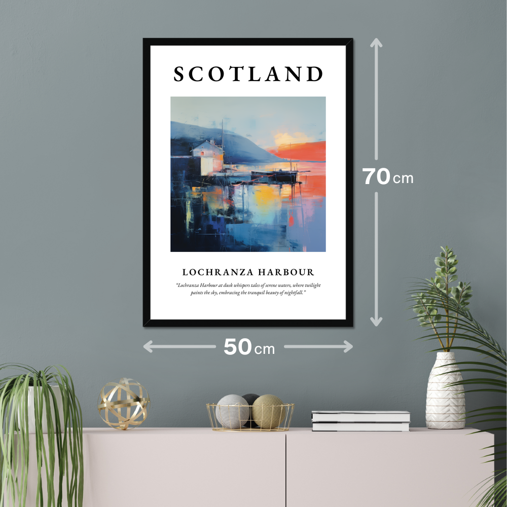 Poster of Lochranza Harbour hanging on a wall