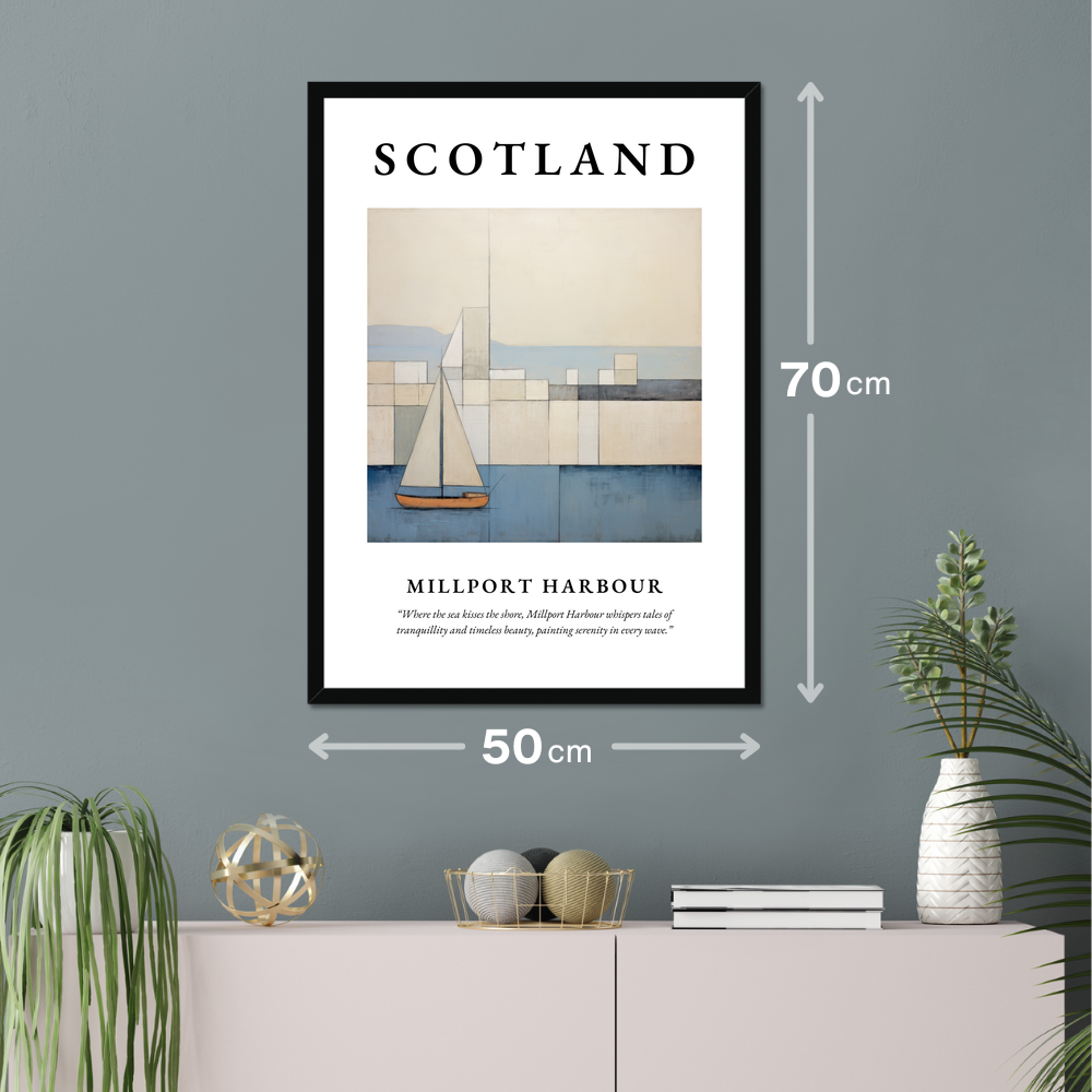 Poster of Millport Harbour hanging on a wall