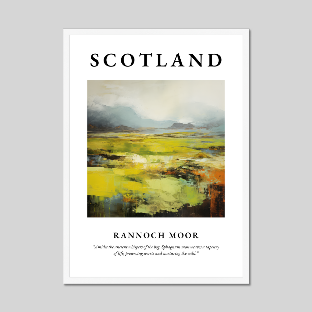 Poster in a white frame with the word Scotland