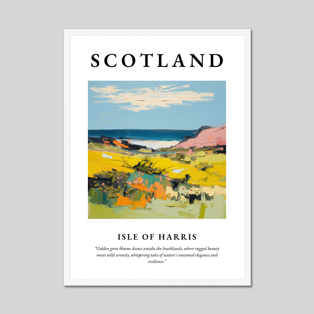 Poster in a white frame with the word Scotland