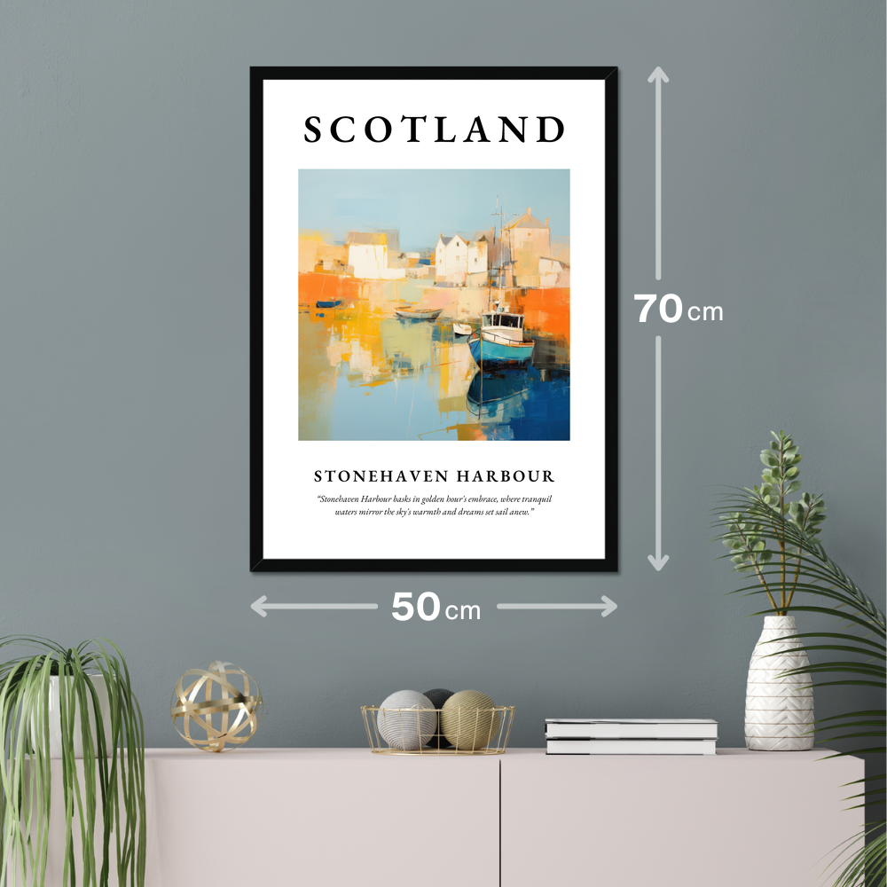 Poster of Stonehaven Harbour hanging on a wall